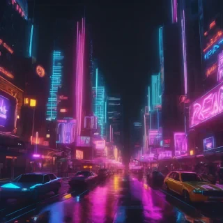 Hyperrealsitic city 16k neon glows