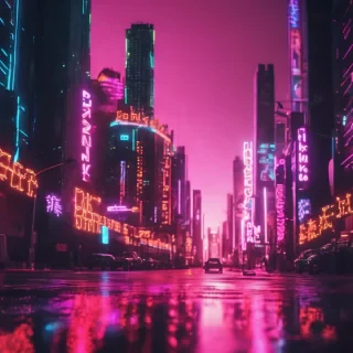 Hyperrealsitic city 16k neon glows