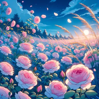 feild of pink roses
