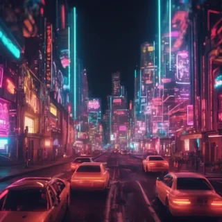 Hyperrealsitic city 16k neon glows