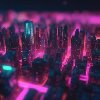 Hyperrealsitic city 16k neon glows