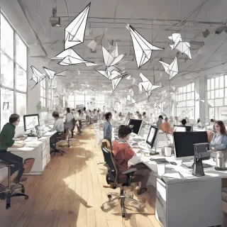 people working studio office open floor plan