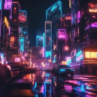 Hyperrealsitic city 16k neon glows