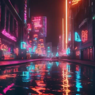 Hyperrealsitic city 16k neon glows