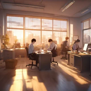 16k hd high quality photorealistic of people working in a office