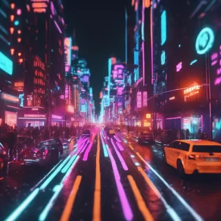 Hyperrealsitic city 16k neon glows