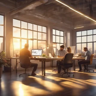 16k hd high quality photorealistic of people working in a office
