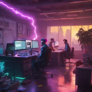 16k hd high quality photorealistic of people working in a office