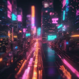 Hyperrealsitic city 16k neon glows