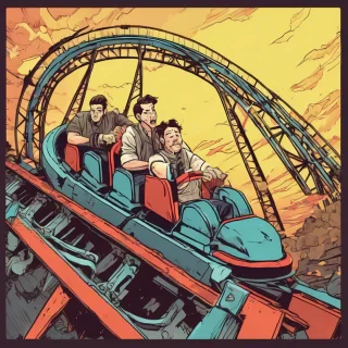 people working on a rollercoster