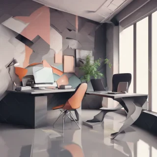 office in abstract style