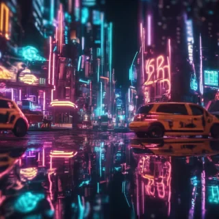Hyperrealsitic city 16k neon glows