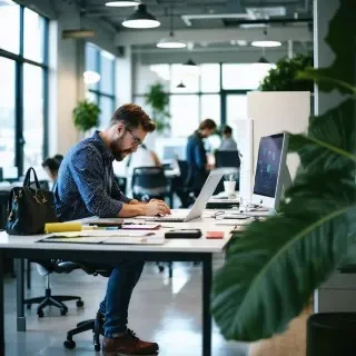 32k hd high quality photorealistic of people working in a office