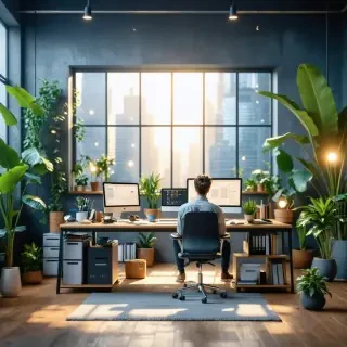 16k hd high quality photo realistic office withj people working