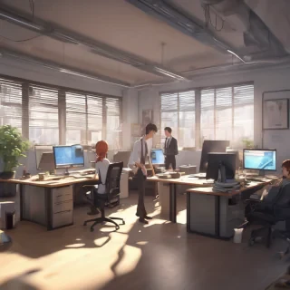 16k hd high quality photorealistic of people working in a office