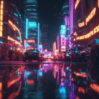Hyperrealsitic city 16k neon glows