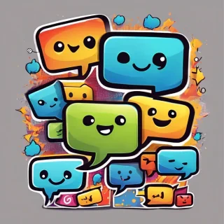 Cute happy social media marketing chat icon