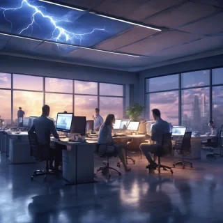 16k hd high quality photorealistic of people working in a office