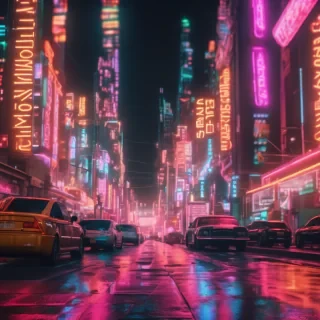 Hyperrealsitic city 16k neon glows