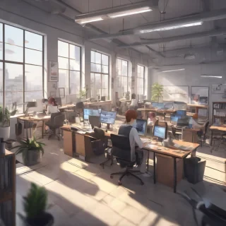 16k hd high quality photorealistic of people working in a office