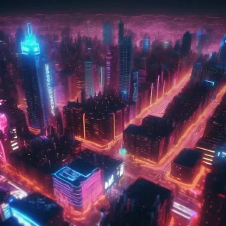 Hyperrealsitic city 16k neon glows