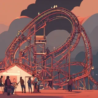 people working on a rollercoster