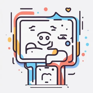 Cute happy social media marketing chat icon