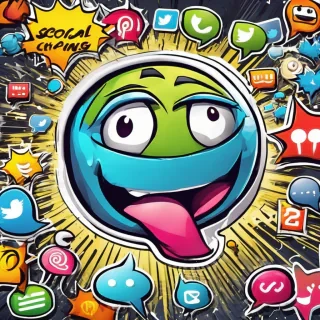 Cute happy social media marketing chat icon