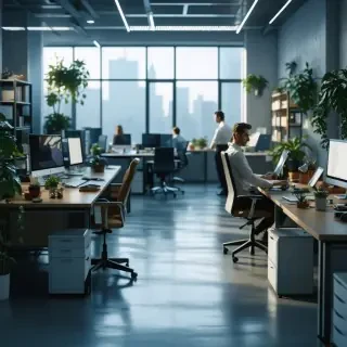 16k hd high quality photorealistic of people working in a office