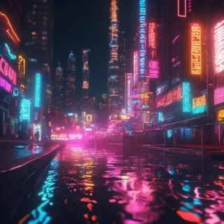 Hyperrealsitic city 16k neon glows