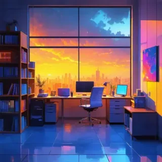 office in abstract style