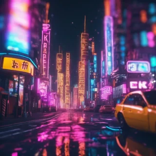 Hyperrealsitic city 16k neon glows