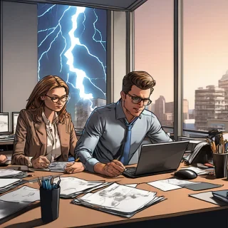 16k hd high quality photorealistic of people working in a office