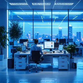 16k hd high quality photo realistic office withj people working