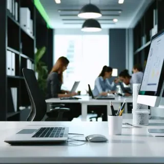 16k hd high quality photorealistic of people working in a office