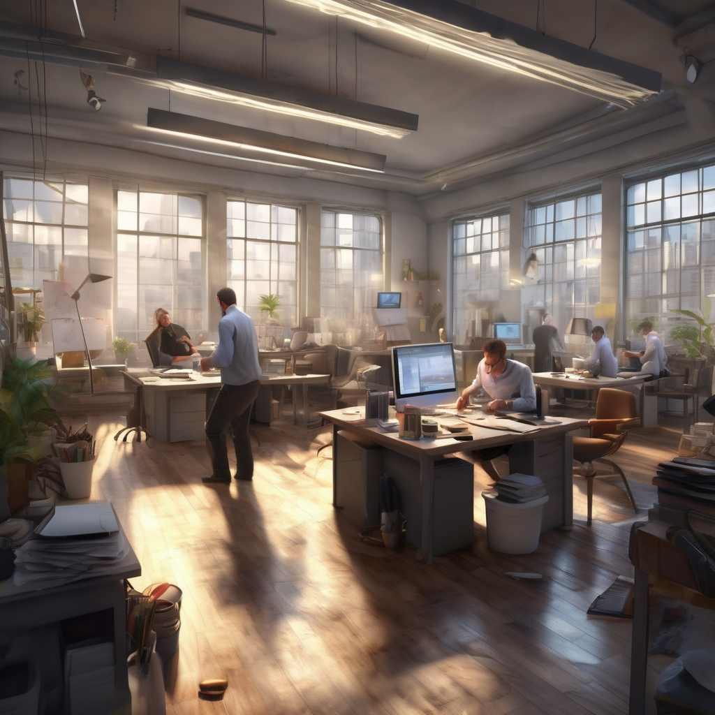 16k hd high quality photorealistic of people working in a office