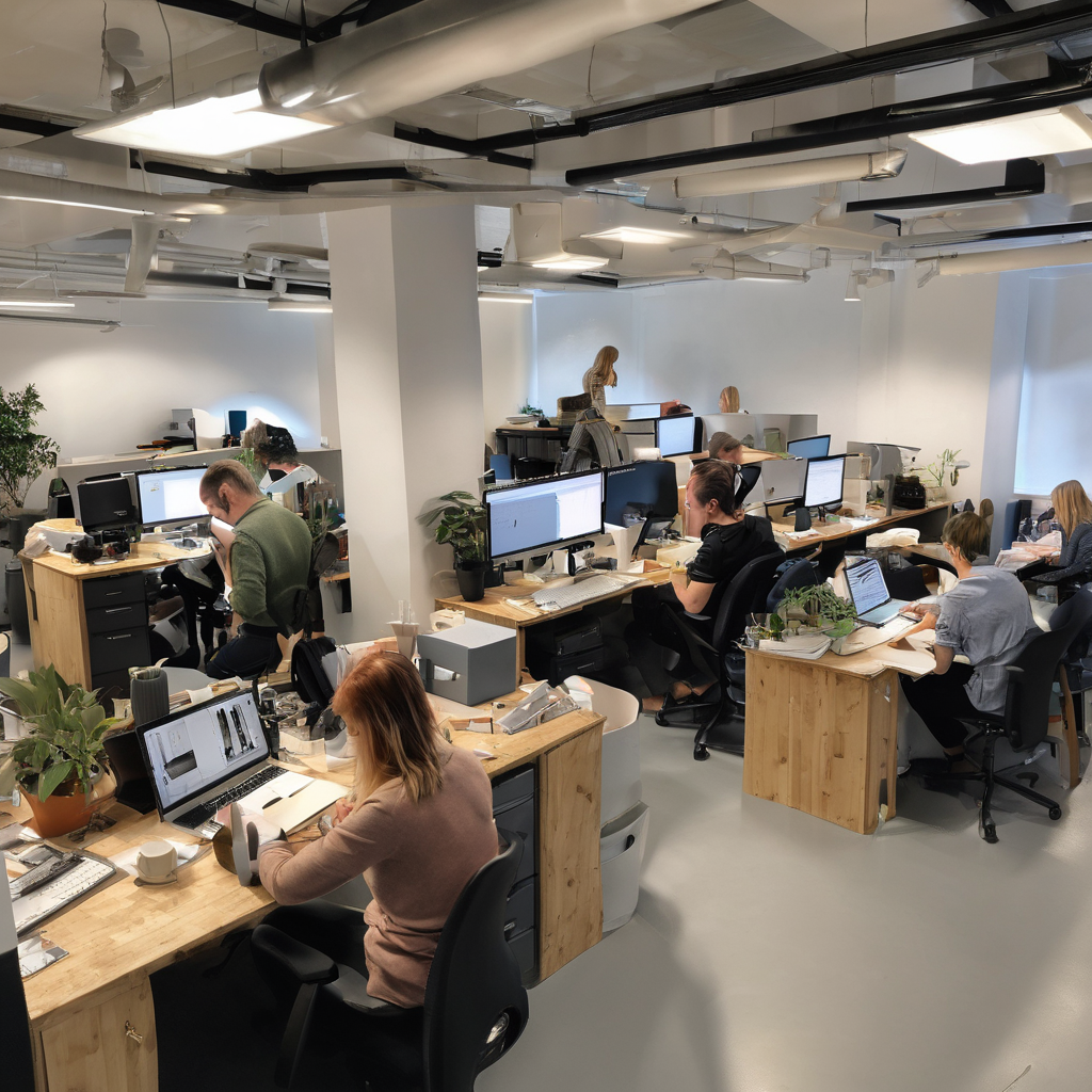 lots of people working in a studio esk office