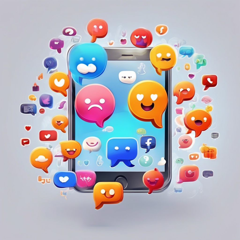 Cute happy social media marketing chat icon